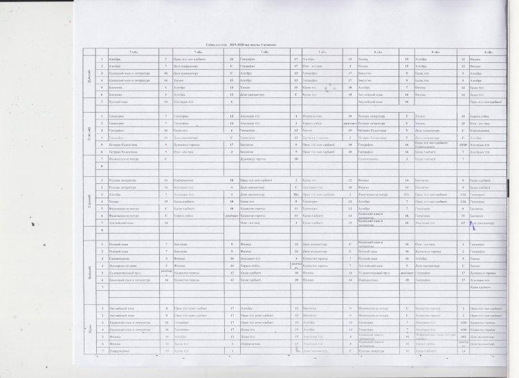 Сабақ кестесі